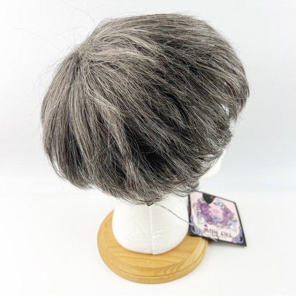 NWT Try Now Wig Dark Gray Short Hair Style Synthetic Bangs - Picture 8 of 9